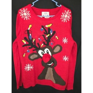 Daisy Boutique Red‎ Reindeer Ugly Christmas Sweater Women's Size L